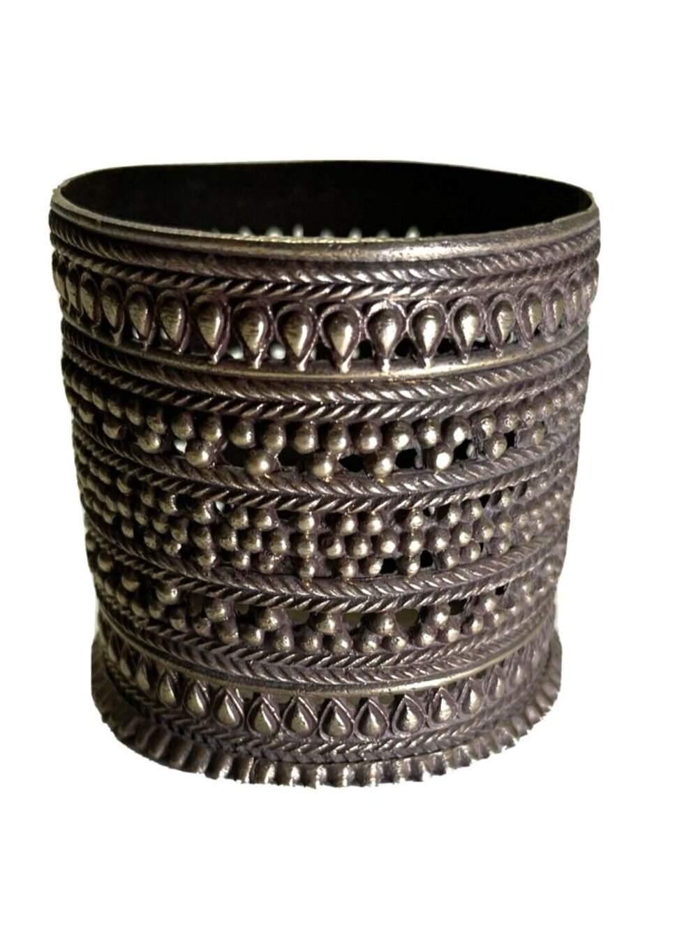 Vintage Tribal Hand Cuff Bracelet Converted Capped Holder Catchall Decoration